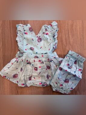 NWT Smockingbird Blue Patriotic Penny Bloomer Set